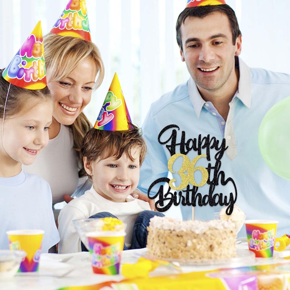Klionjor 36Th Happy Birthday Cake Topper Happy Birthday Cake Decoration 36Th Birthday Party Decoration Gift Plugin