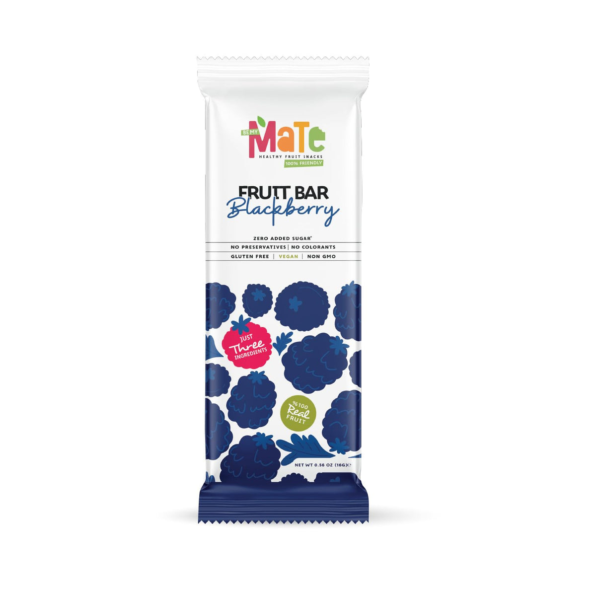 Mate Apple + Blackberry Healthy Snack, 100% Natural Real Fruit Bar & Gluten-Free & Vegan & Non Gmo & Kosher - Zero Added Sugar, No Preservatives And No Colorant - 24 Pack