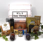 Gift Basket Village Gourmet Food Gift Basket for Men, 8 Piece Set, Cheese, Sausage, Crackers, Sweets, White/Brown