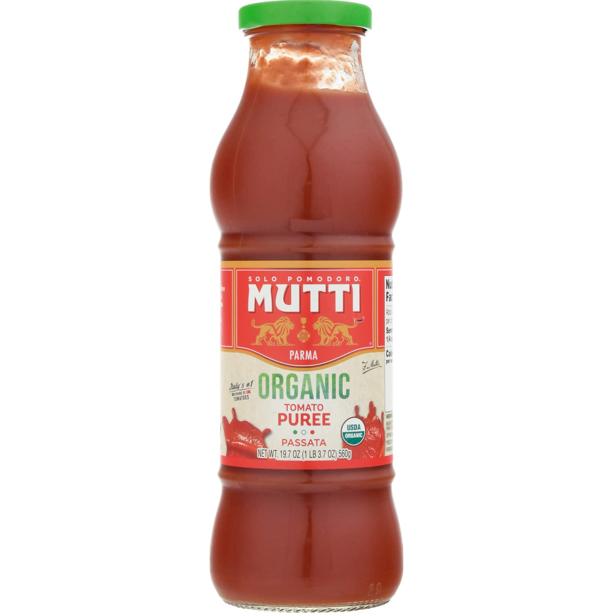 Mutti Organic Tomato Puree (Passata), 19.7 Oz. | 6 Pack | Italy’S #1 Brand Of Tomatoes | Fresh Taste For Cooking | Bottled Tomatoes | Vegan Friendly & Gluten Free | No Additives Or Preservatives