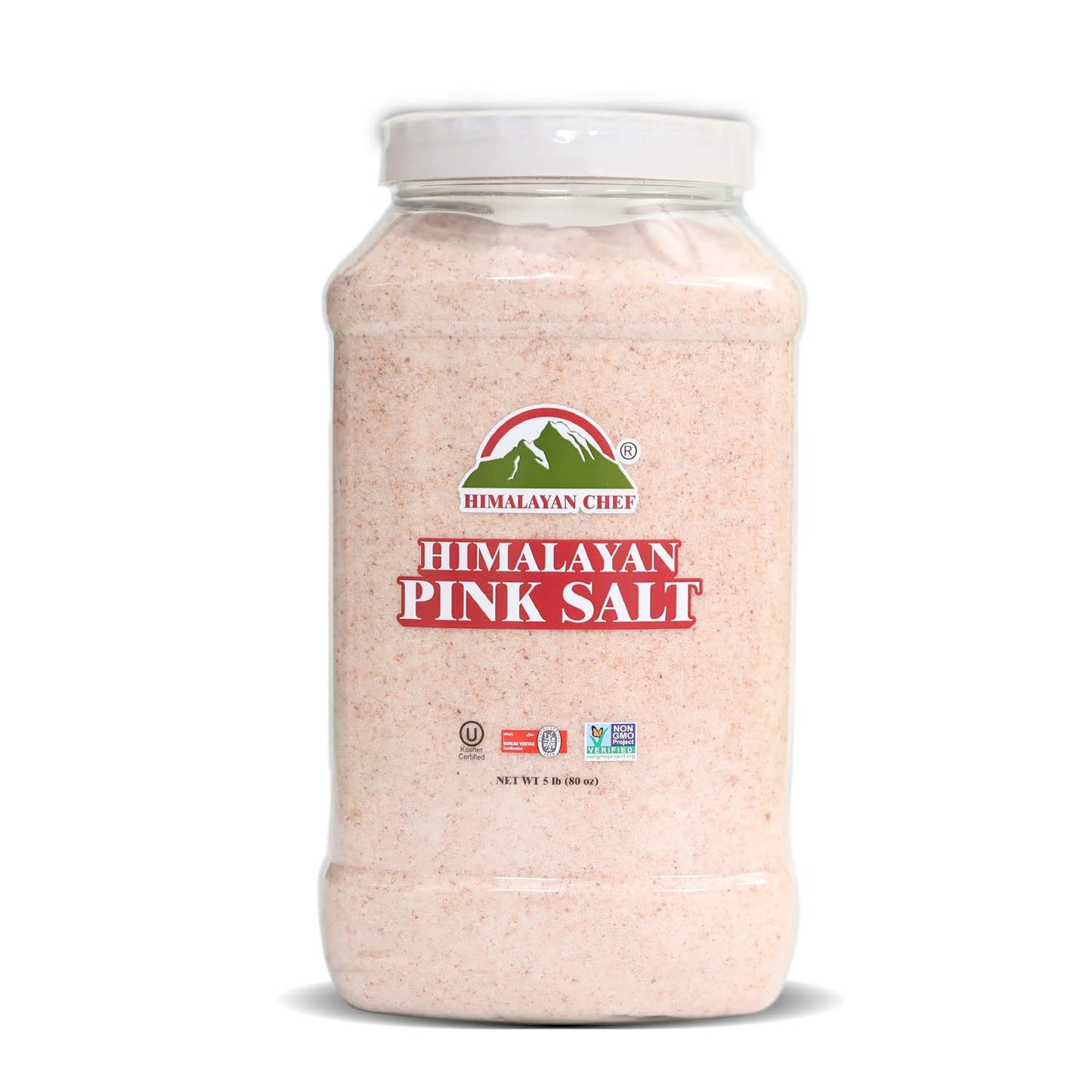 Himalayan Chef Pink Salt Fine Grain - 80 Ounce Plastic Jar, GMO & Gluten-Free