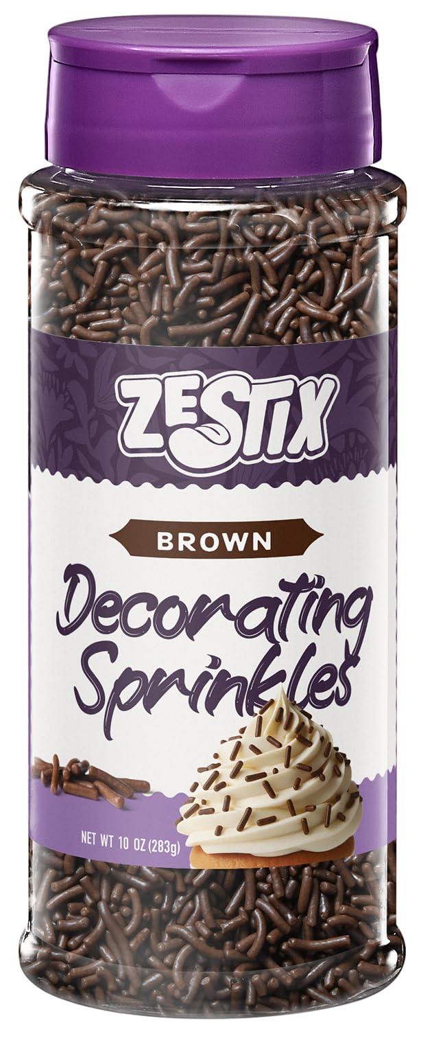 Chocolate Sprinkles for Ice Cream, Cake & Cookies - 10 oz Dessert & Baking Sprinkles Topping - Jimmies for Cupcakes, Sundaes, Br