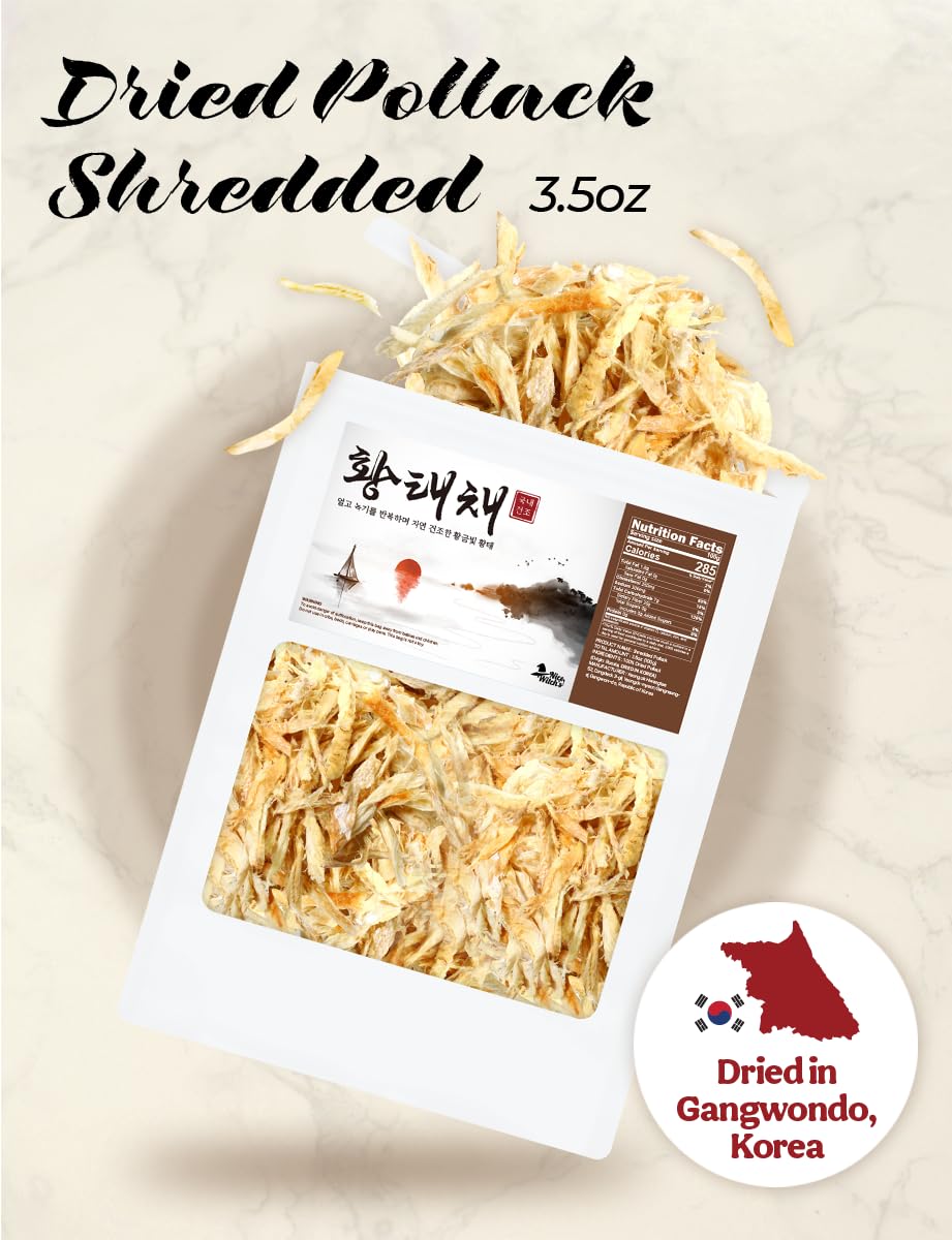 Nice Witch'S Dried Pollack Shredded 100G / 3.5Oz - Naturally Processed Seafood In Korea