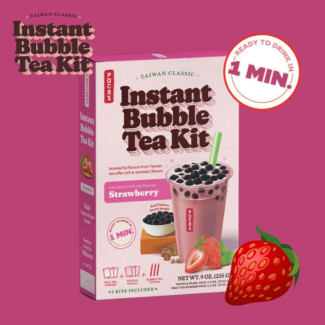 Pocas Bubble Tea Kit, Taro 2-Pack – Instant Milk Tea Powder With Authentic Tapioca Pearls For Instant Bubble Tea, 10 Kits