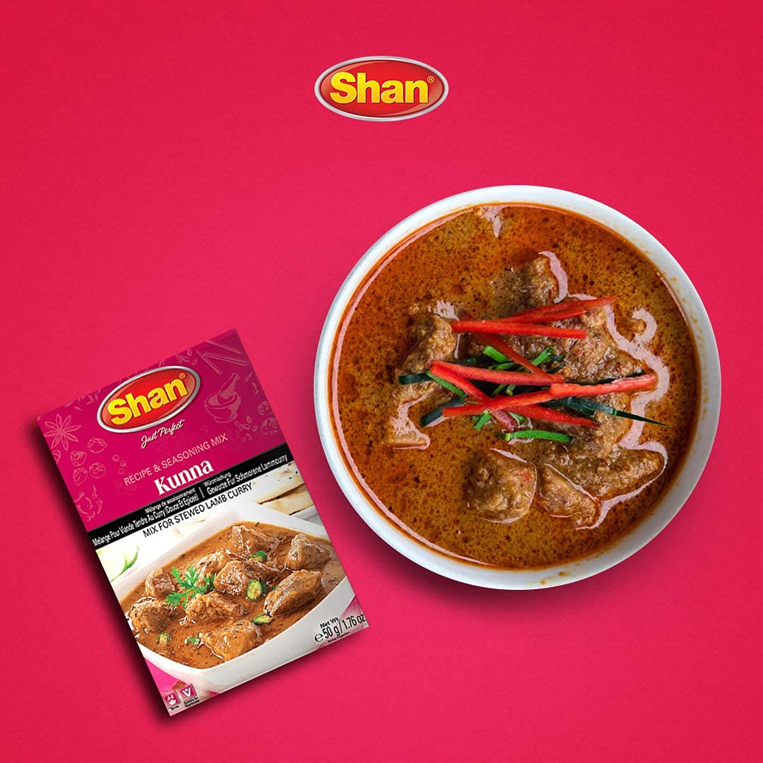 Shan Kunna Recipe and Seasoning Mix - Spice Powder for Stewed Curry - Pack of 6 - Vegetarian - Airtight Bag in Box