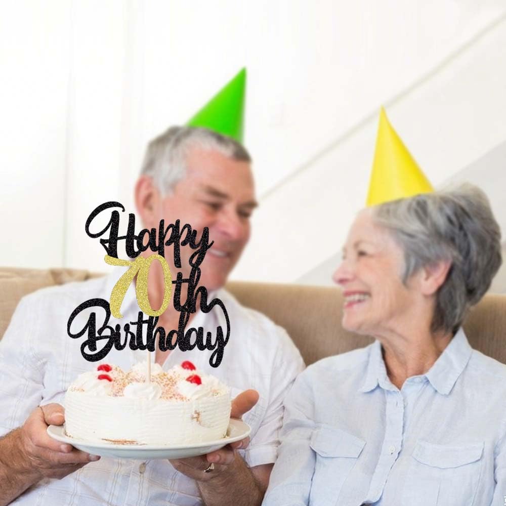 Klionjor 70Th Happy Birthday Cake Topper Happy Birthday Cake Decoration 70Th Birthday Party Decoration Gift Plugin (70)