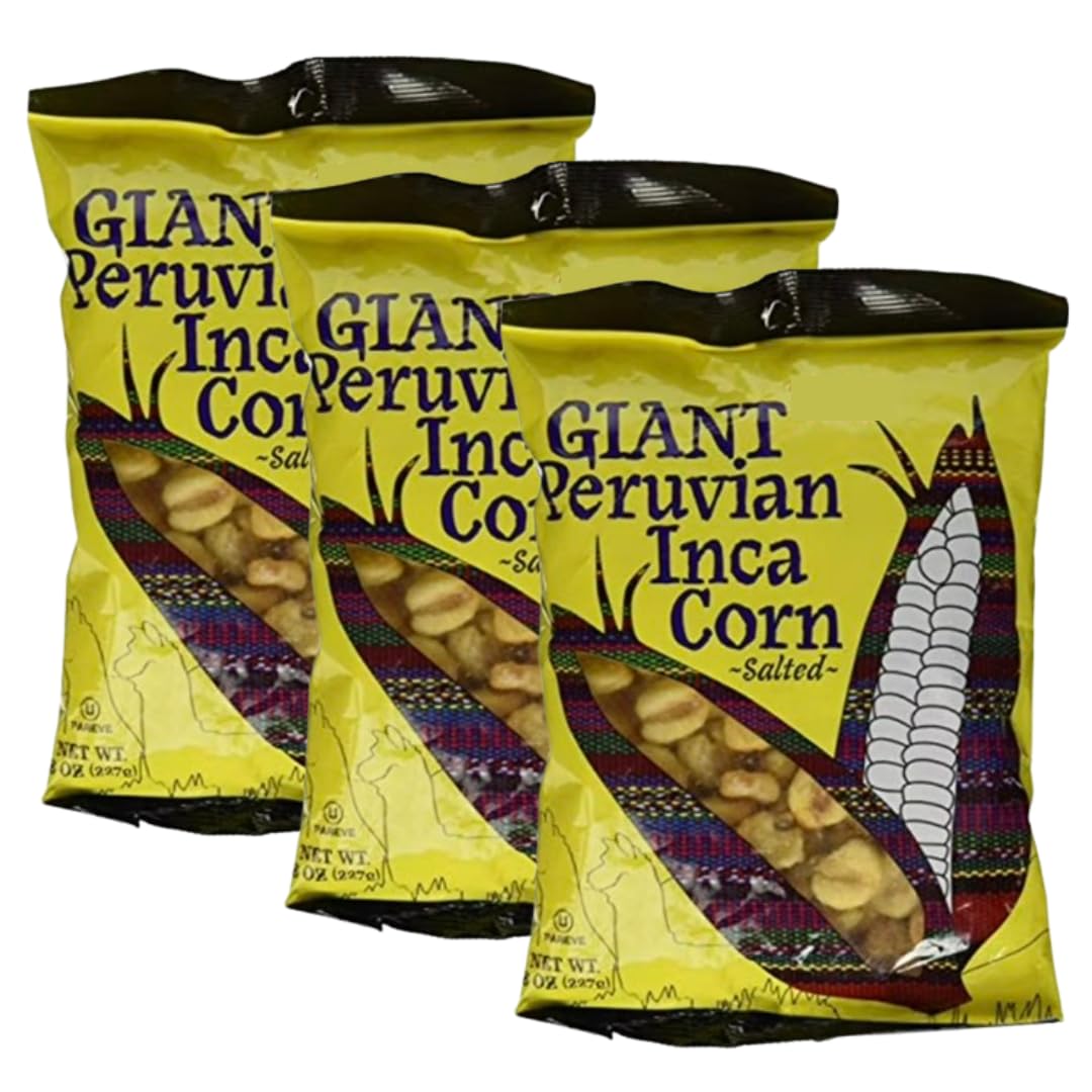 Giant Peruvian Inca Corn Cruchy Snack 8 oz (227g) (Giant Peruvian Inca Corn) - 3 PACK