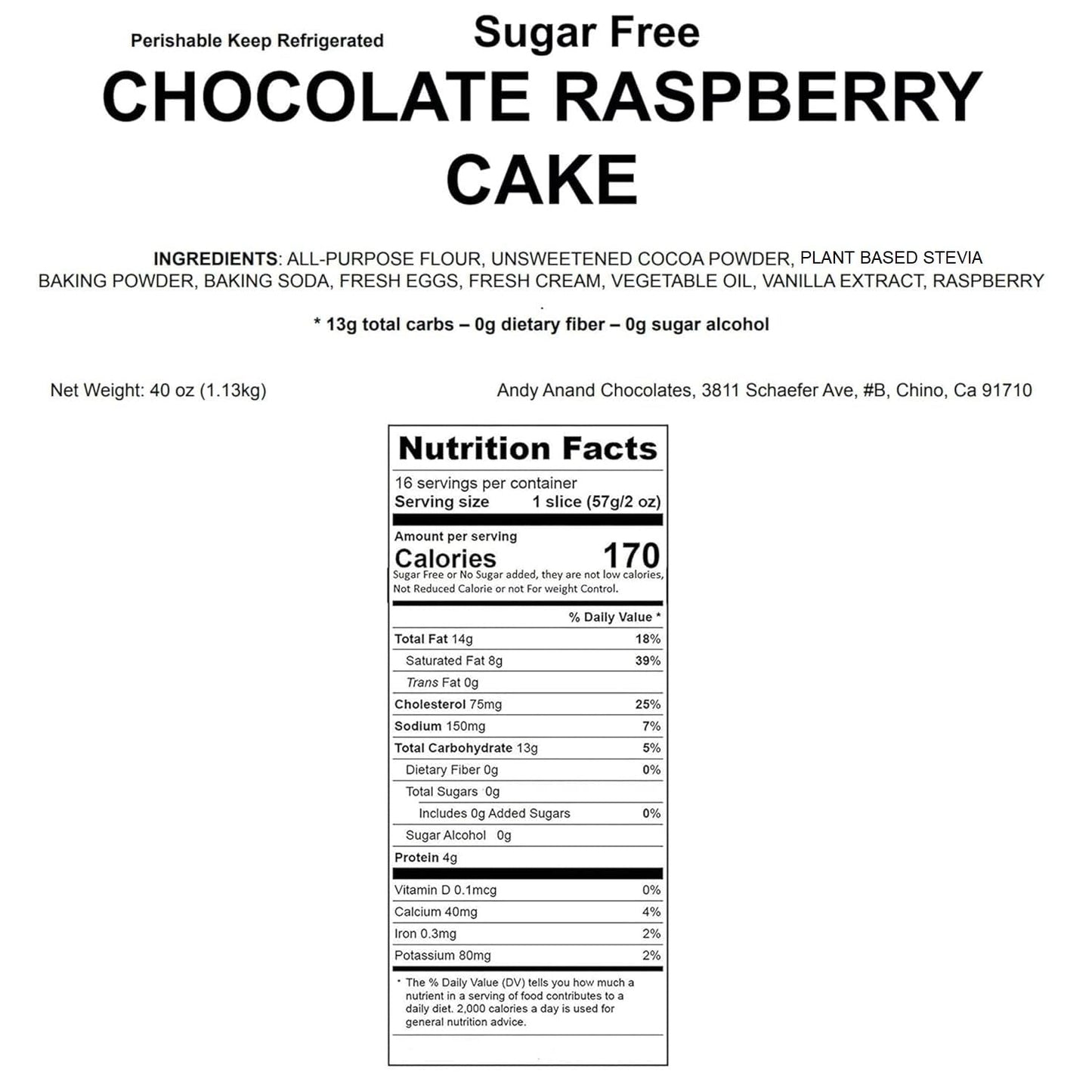 Andy Anand Elegant Sugar-Free 9 Raspberry Chocolate Truffle Coconut Cake, Handcrafted For Creamy Perfection, Ideal Gift - 2.8 Lbs