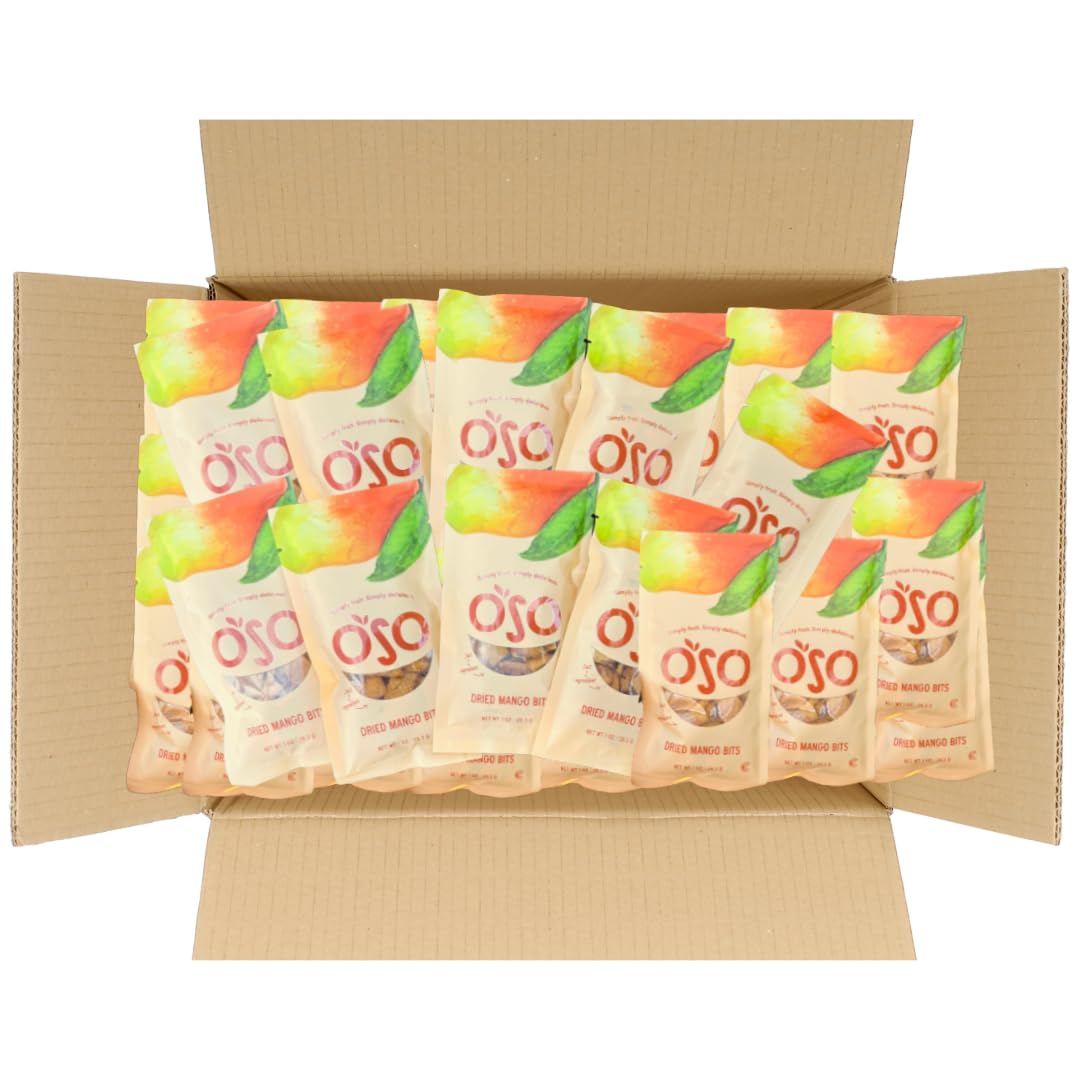 Oso Snacks Dried Mango Bits| Case of 150 bags x 1 Oz | Grab & Go Snack | No Sugar Added | No Preservatives | 100% Fruit | No GMO