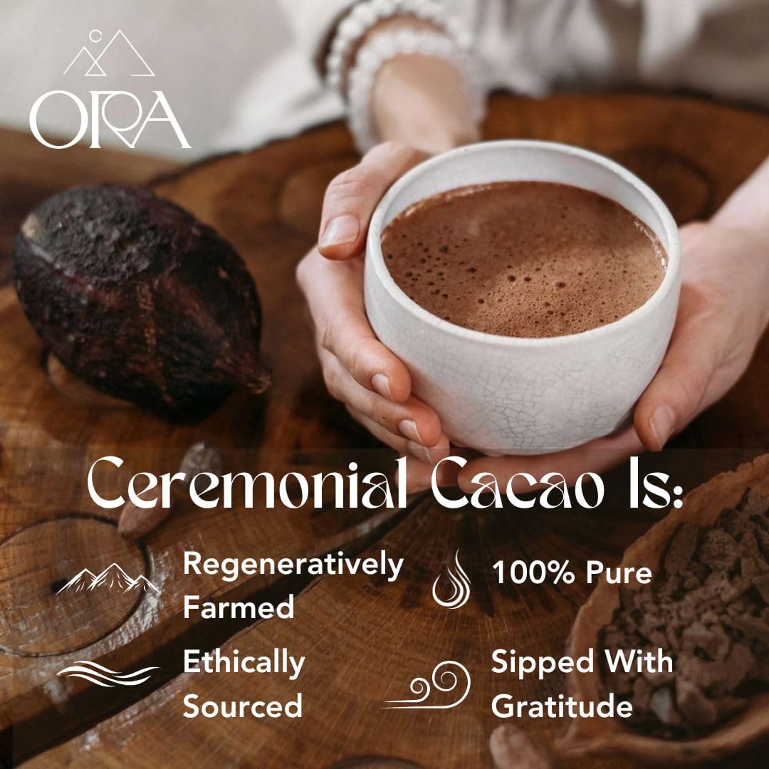 ORA Ceremonial Cacao - Boundless Belize - Organic 100% Cacao - Ethical - Regenerative - High Flavanol - Coffee Alternative - Better Energy - Heavy Metals Tested - Unsweetened - 8oz