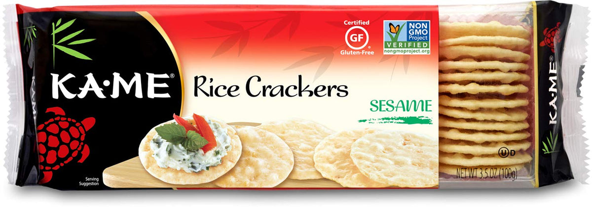 Ka-Me Gluten Free Rice Crackers, Sesame, 3.5 Ounce