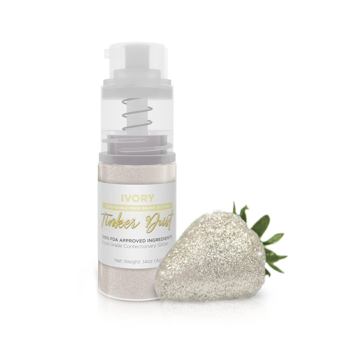 Bakell Ivory Tinker Dust Edible Glitter - 4g Mini Spray Pump, Small, Portable