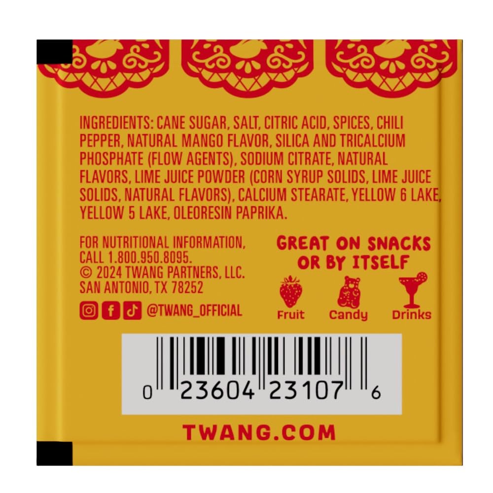 Twang Twangerz Snack Topping, Mango Chile, 1 Gram Packets, Pack of 200