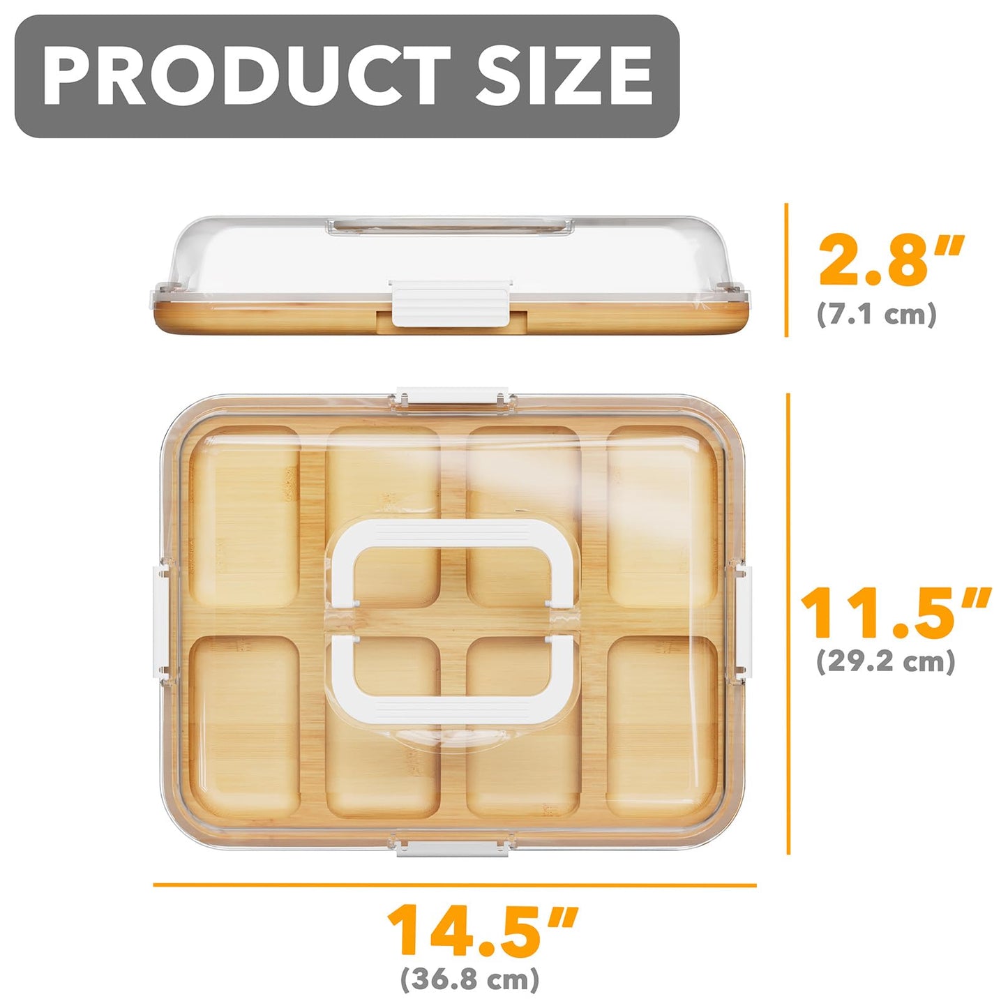 SpaceAid Charcuterie Board with Clear Lid, Portable Travel Cheese Cutting Boards for Picnic Accessories, Bamboo Serving Tray wit