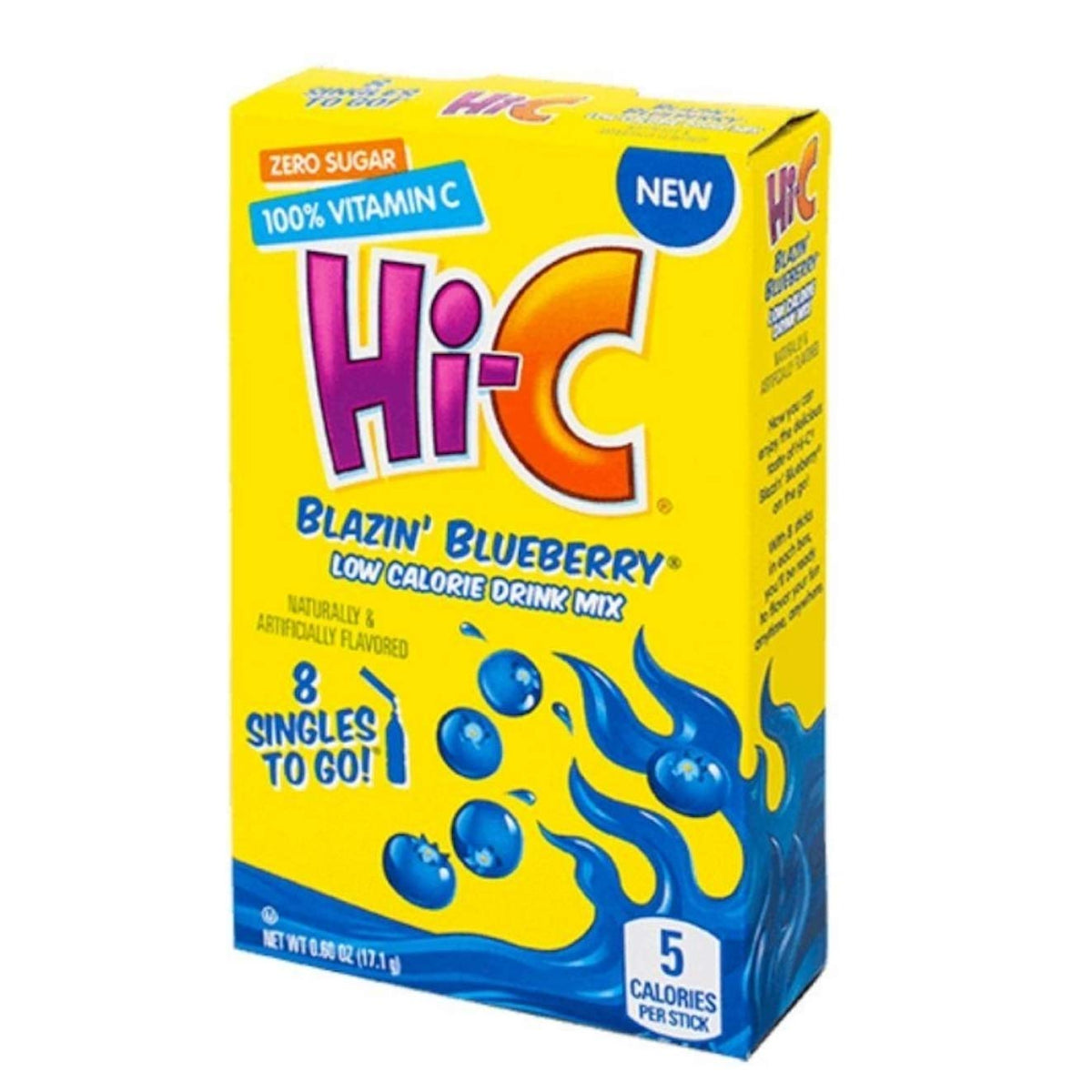 Hi-C Sugar Free Drink Mix, Blazin’ Blueberry, 8 Ct