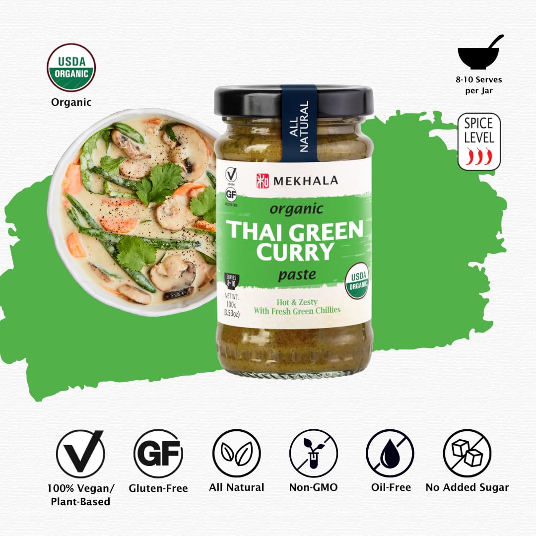 Mekhala Organic Thai Curry Cooking Paste Variety Pack Gluten-Free Vegan