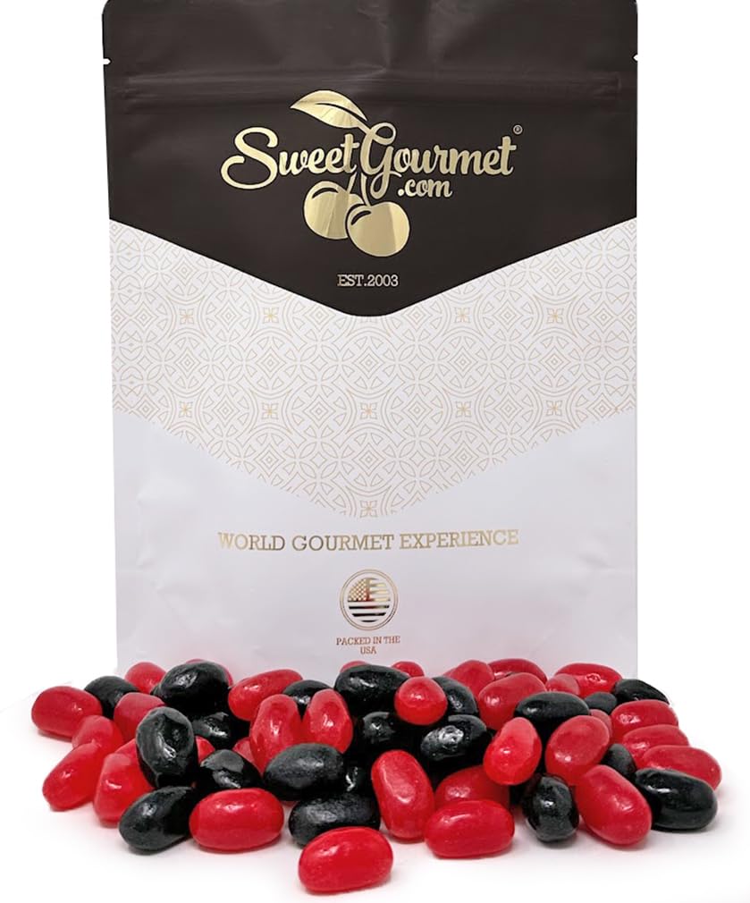 Sweetgourmet Red-Hot And Black Licorice Jumbo-Sized Jelly Beans, Sweet And Spicy Candy Mix, 2 Pounds