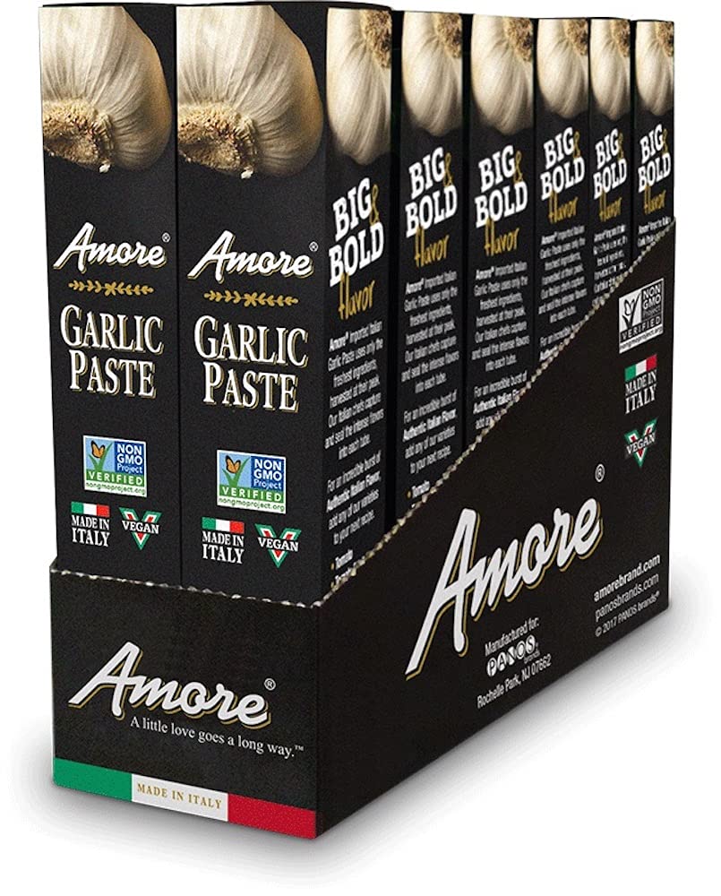Amore Vegan Garlic Paste In A Tube - Non Gmo Certified And Made In Italy 3.2 Ounce (Pack Of 12)