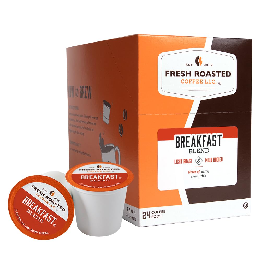 Fresh Roasted Coffee, Breakfast Blend, Light Roast, Kosher, K-Cup Compatible, 24 Pods