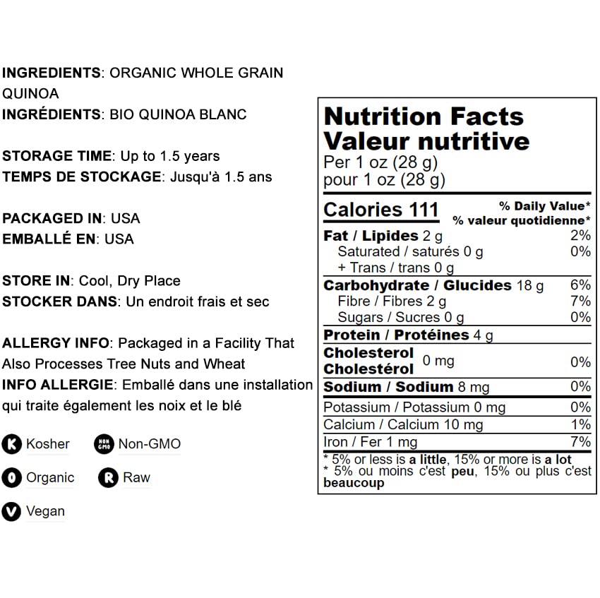 Food To Live Organic White Quinoa Flour, 8 Pounds - Non-Gmo, Fine Ground Whole Grains, Vegan Meal, Kosher, Bulk Powder. Good Sou