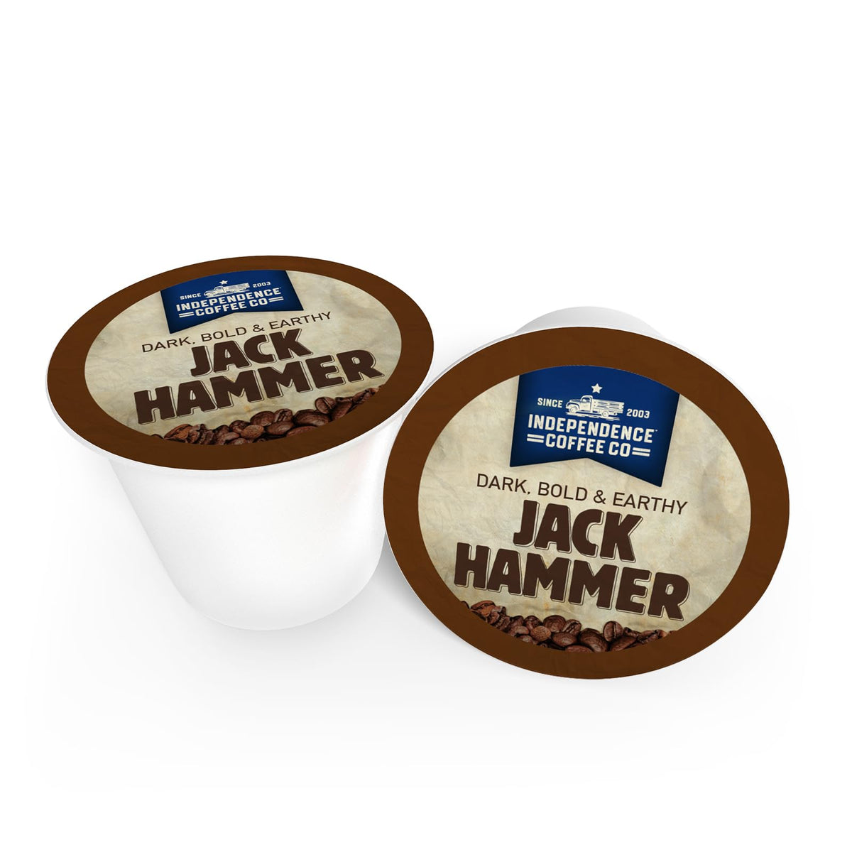 Independence Coffee Co. Jackhammer Bold And Earthy, Dark Roast, Single Serve Coffee K Cup Pods, 12 Count