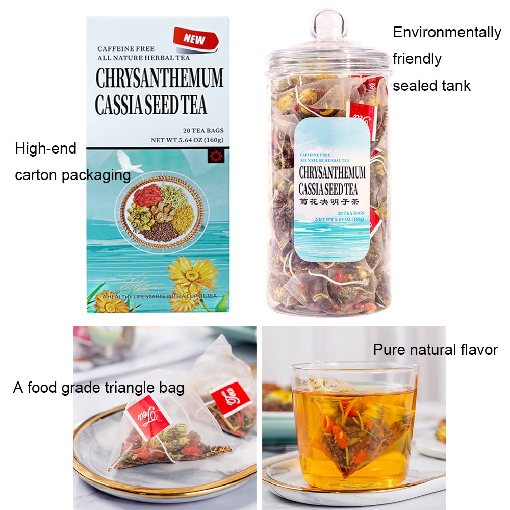 Chrysanthemum Cassia Seeds Tea Bags 2 Boxes 11.28Oz(320G,8Gx40Bags), Honeysuckle, Chinese Wolf-Berry, Sweet-Scented Osmanthus, B