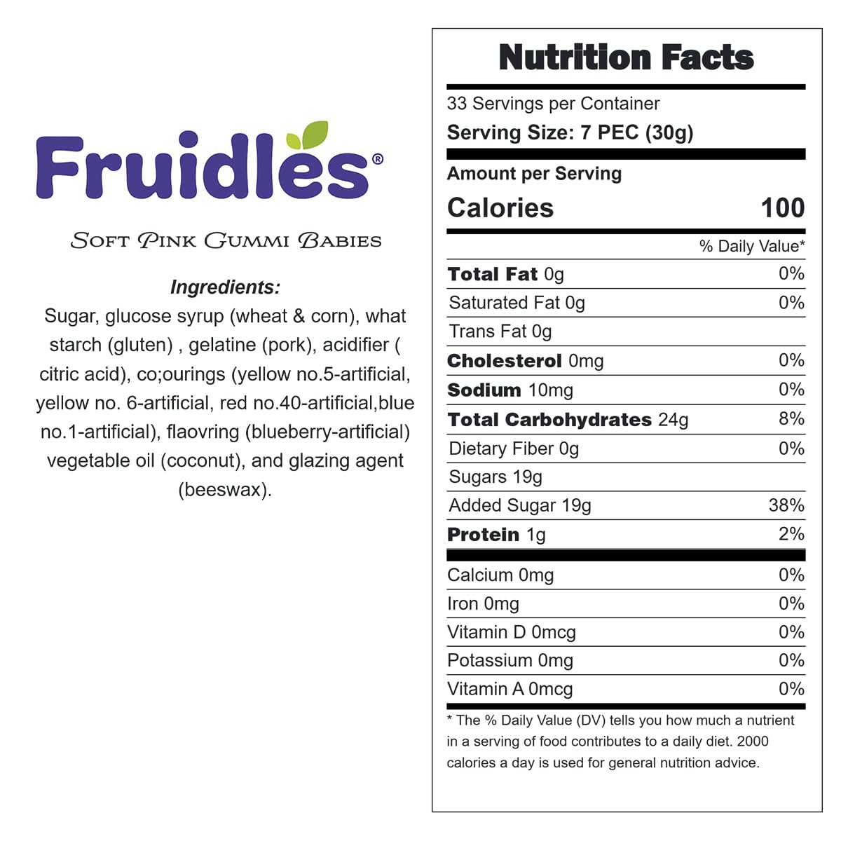 Fruidles Soft Pink Gummi Babies, English Style Chewy Candy, Non-GMO, Half-Pound