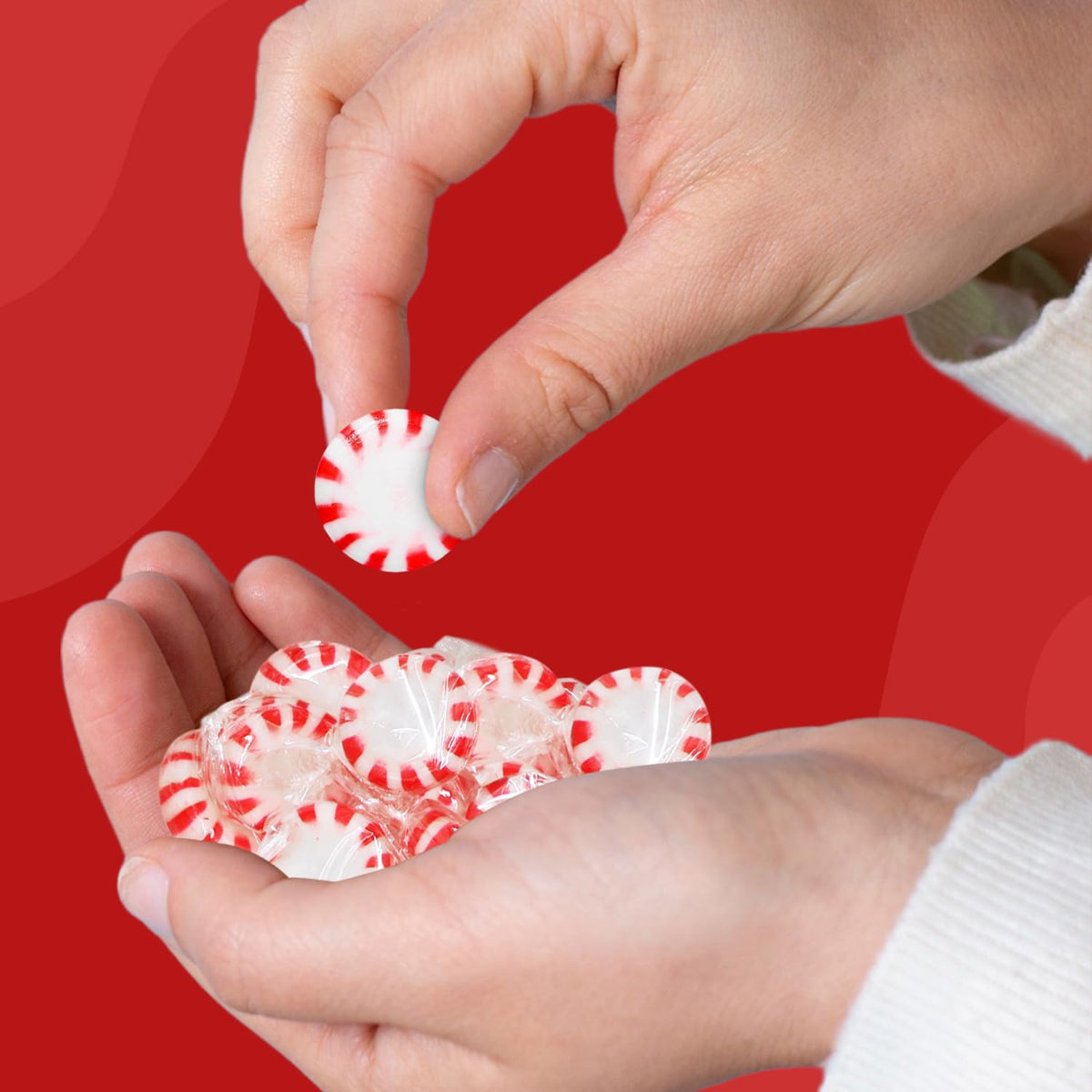 GEEOOLLAH Starlight Peppermint Candy - Bulk Hard Mints, Individually Wrapped, 5 Pound, Classic Red & White, Approx 400 Pieces