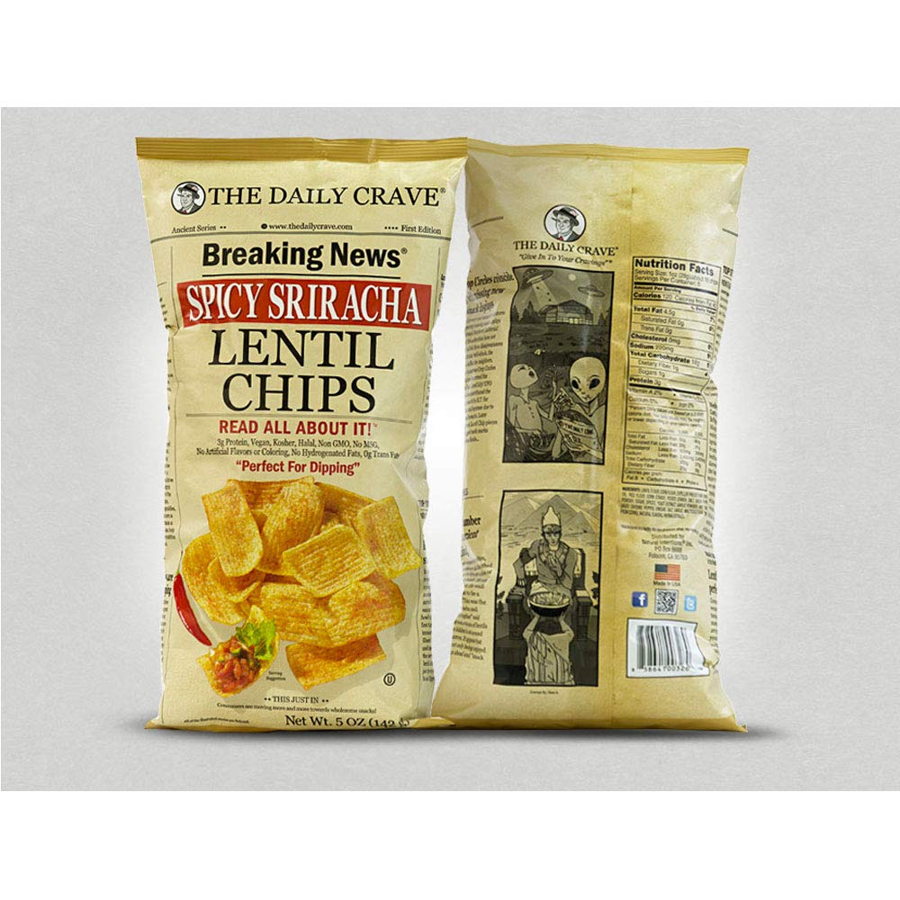 The Daily Crave Lentil Chips, Spicy Sriracha, 5 Ounce, Yellow