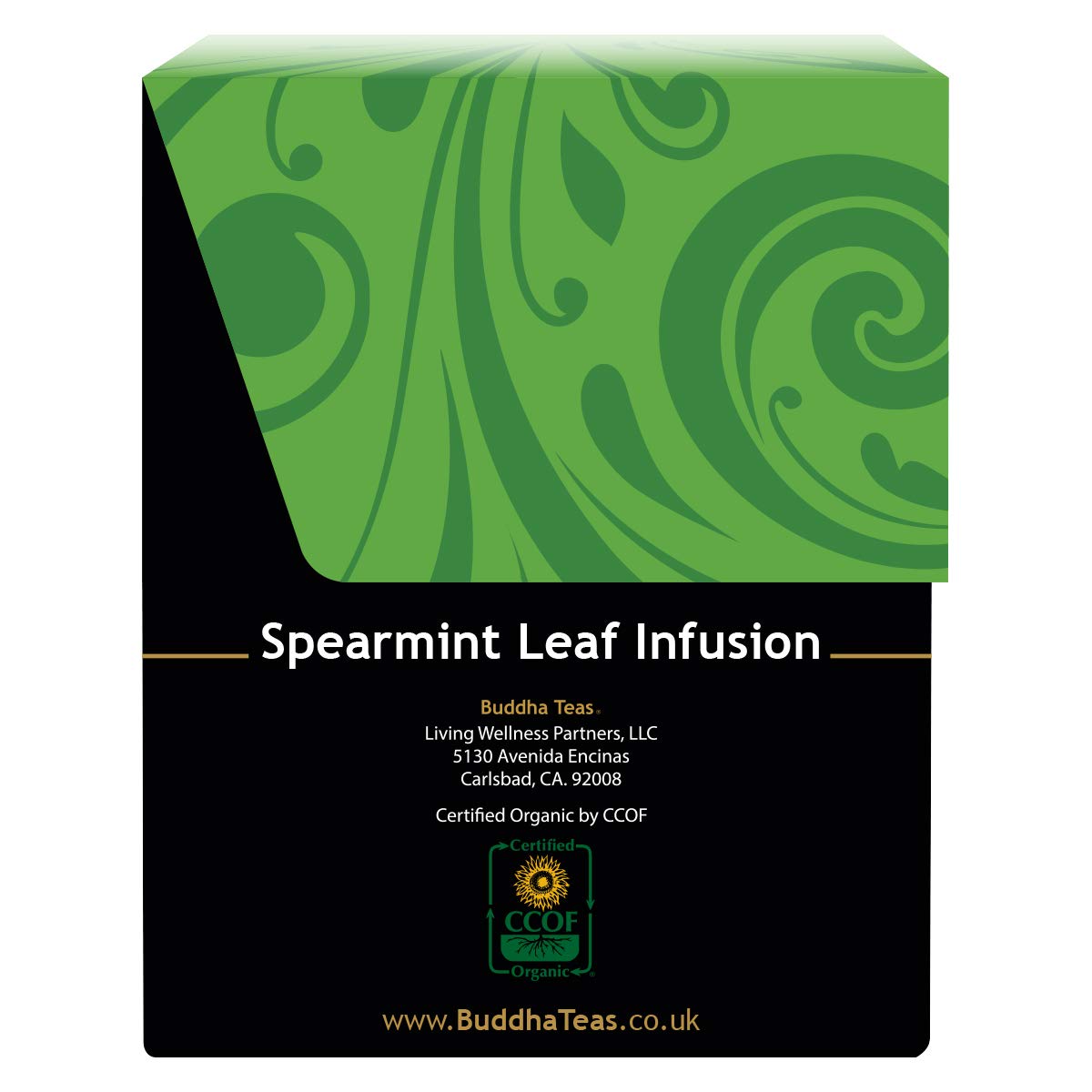 Buddha Teas Organic Spearmint Tea - 18 Bleach-Free Tea Bags, USDA Organic, OU Kosher, CCOF Organic
