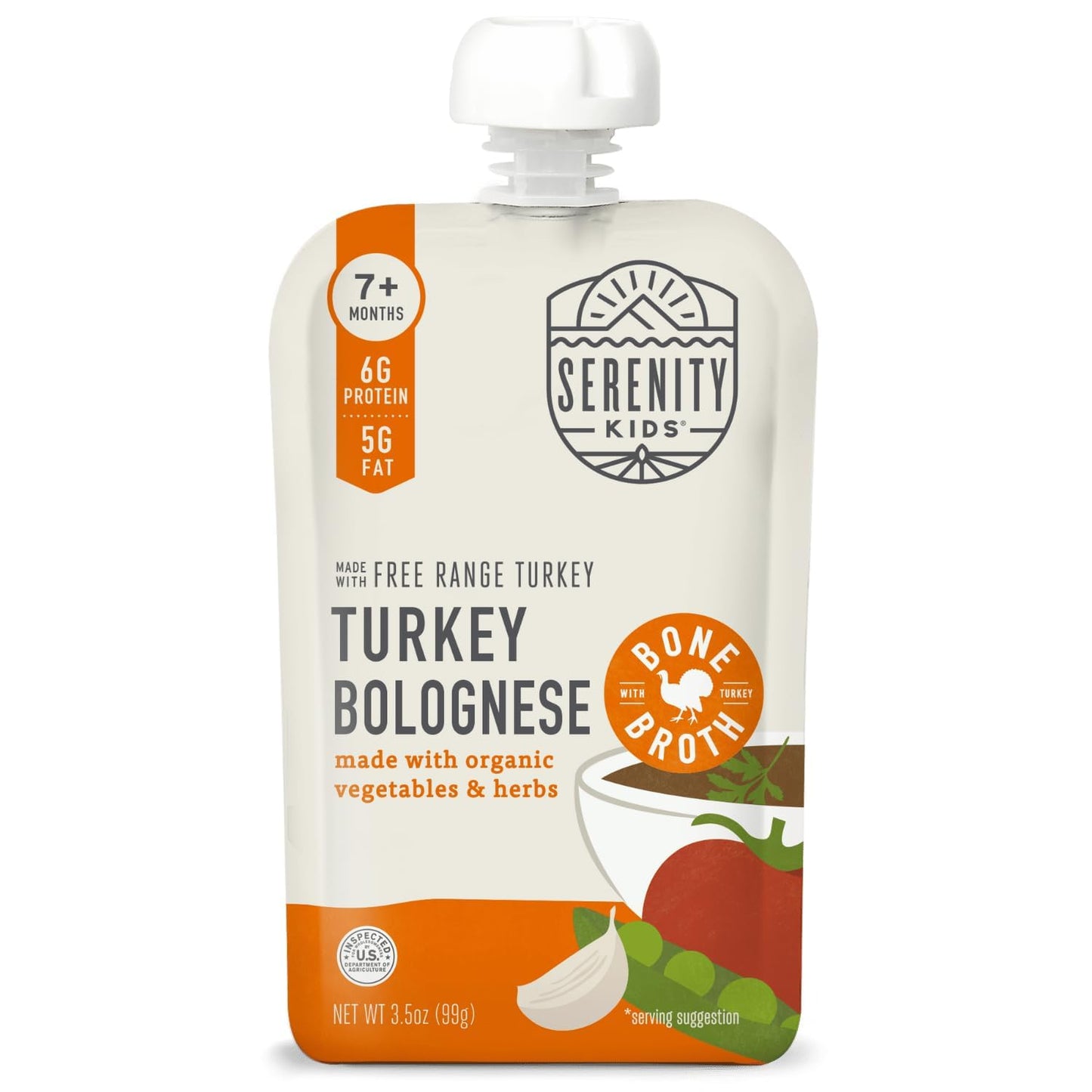 Serenity Kids Bone Broth Puree Made With Organic Veggies | Clean Label Project Purity Award Certified | 3.5 Ounce BPAFree Pouch