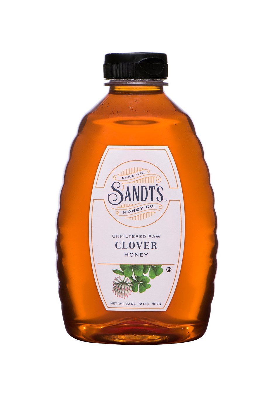 Sandts Clover Honey, Unfiltered Raw Honey, Non-GMO Genuine, Pure Honey (2 lbs)