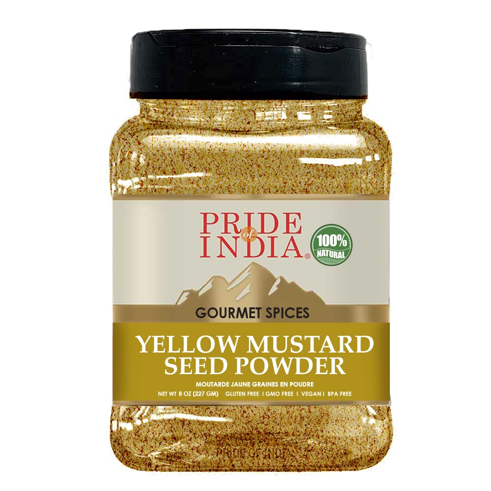 Pride Of India - Yellow Mustard Ground - Gourmet Spice - Ideal for Pickles/Mustard Dressing/Sauces/ Hotdogs - Preservatives & Ad