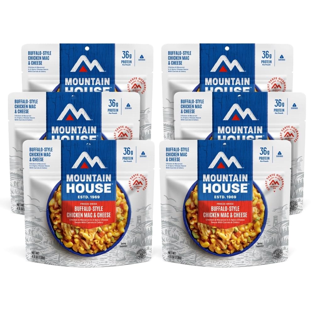 Mountain House Buffalo-Style Chicken Mac & Cheese Freeze-Dried Food For Camping, 12 Servings, 30-Year Shelf-Life