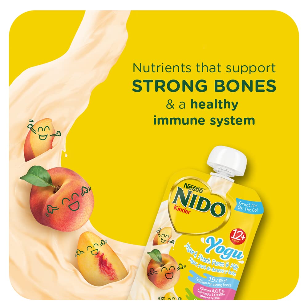 Nestle Nido Baby Food Pouches, Toddler, Yogurt, Apple Puree And Milk, 3.5 Oz (12 Pack)