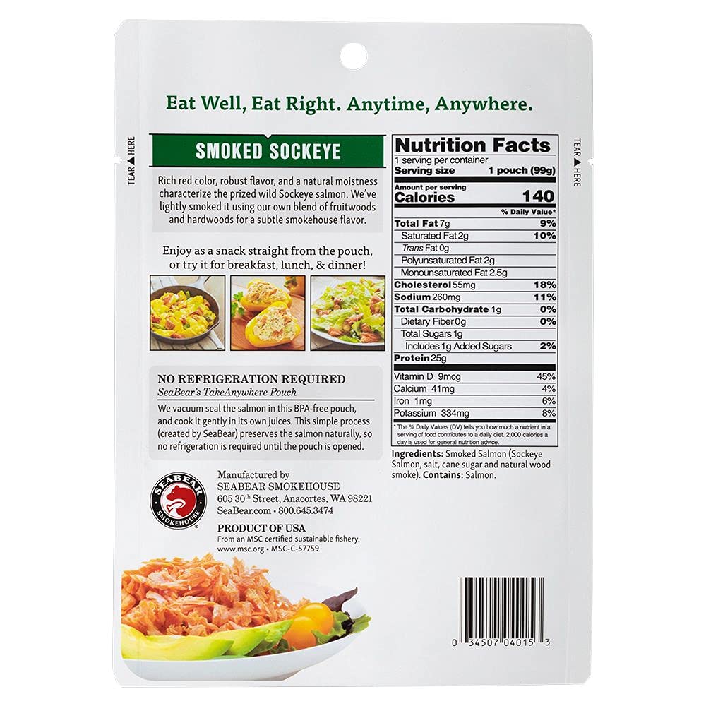 SeaBear - Ready-to-Eat Wild Alaskan Salmon Variety - 3.5 oz - 6 Pack