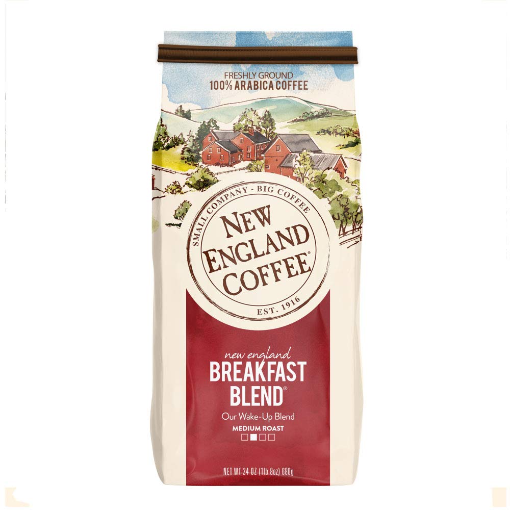 New England Coffee Breakfast Blend Medium Roast Ground Coffee, 24oz Bag