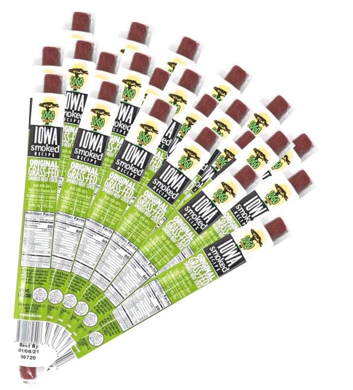 Sogo Snacks Sugar Free Beef Jerky Sticks, Non-GMO, Paleo, Whole30, Keto, 1 Ounce (Pack of 24)