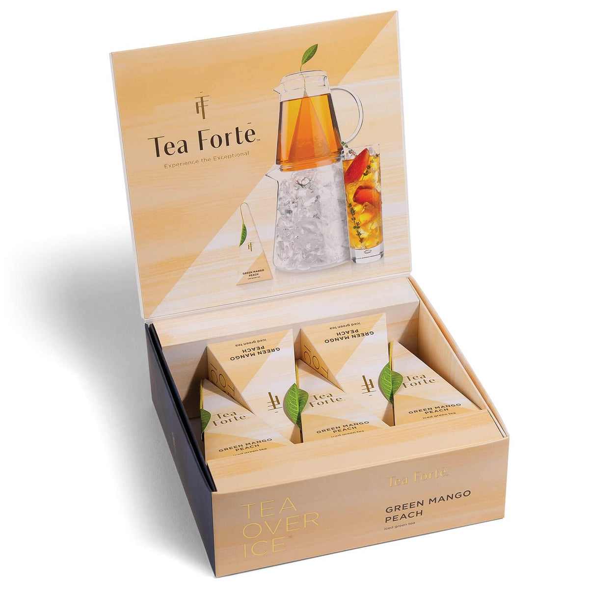 Tea Forte Iced Mango Peach Tea Over Ice, Pitcher-Size Iced Green Tea Infusers, 5 Count (Pack Of 1)