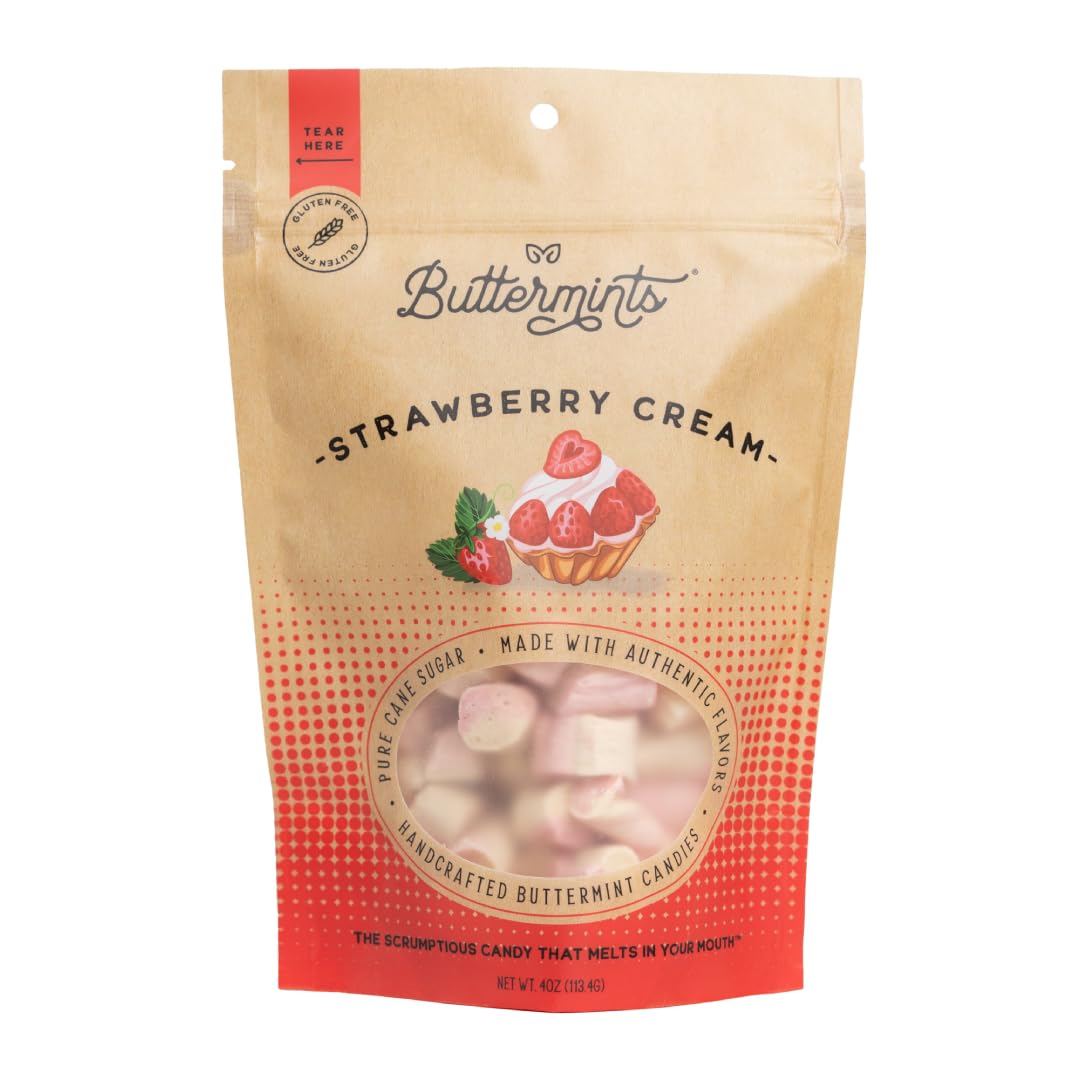 Buttermints Strawberry Cream, Butter Mints Gluten-Free Candy Soft Butter Taste, Unexpectedly Scrumptious (4 Servings)