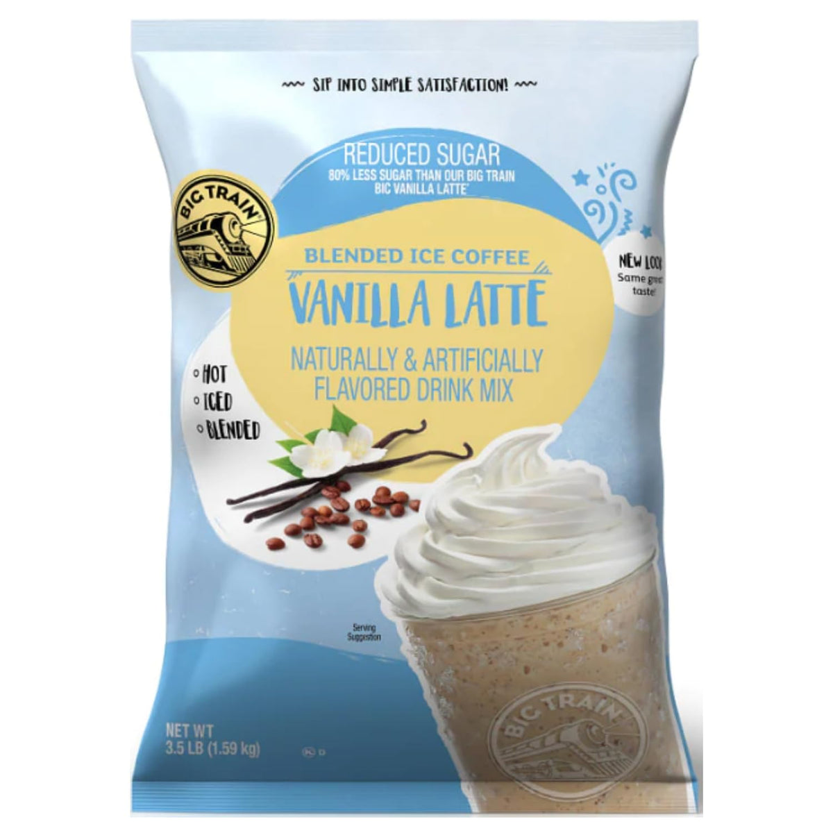 Big Train Reduced Sugar Vanilla Latte Blended Ice Coffee Beverage Mix, 3.5 Pound (Pack Of 1)