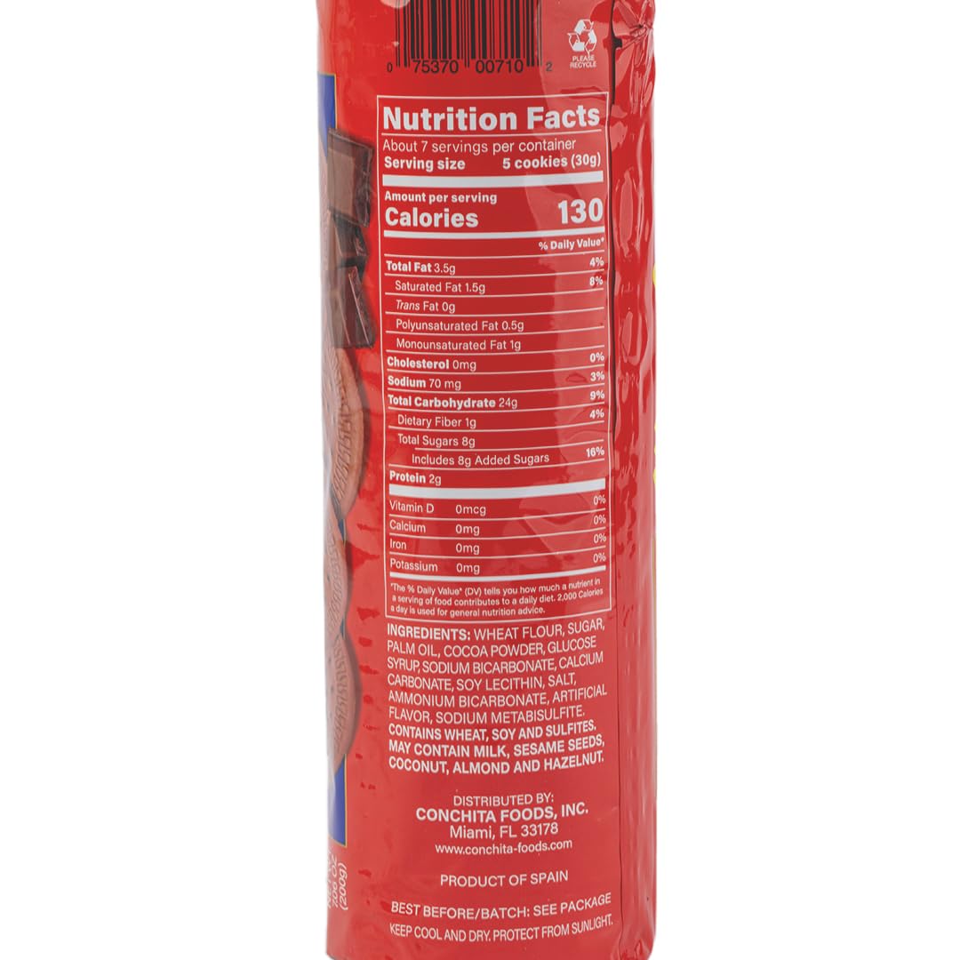Conchita Chocolate Maria Cookies - Versatile Snack, Dessert, or Breakfast Food - 7 oz (Pack of 4)