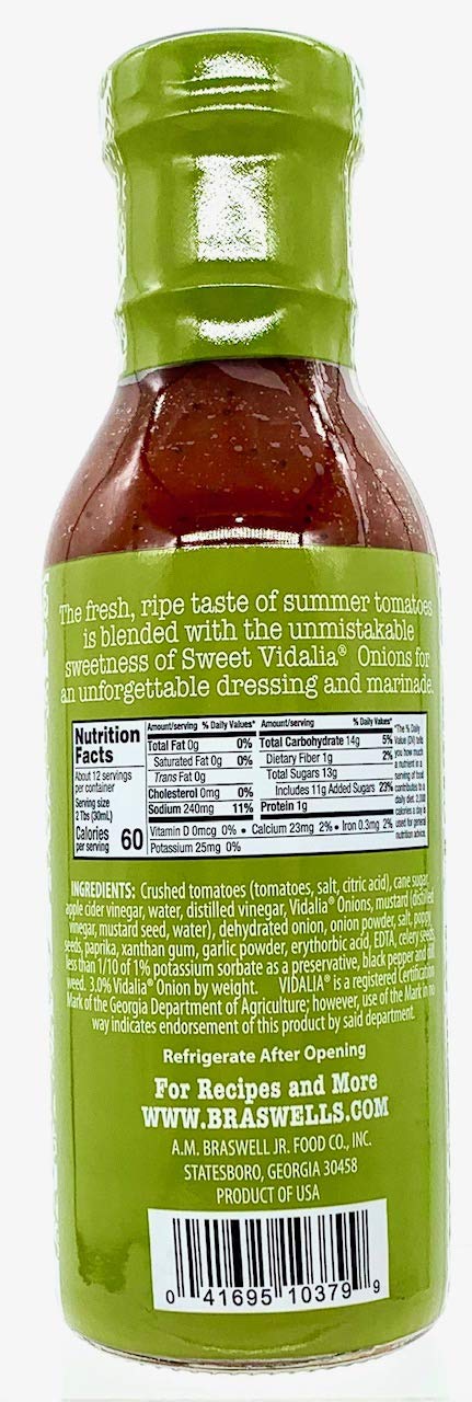 Braswell’s Vidalia Onion Summer Tomato Dressing – Small-Batch, Renowned Specialty, Made in USA, Since 1946 (12oz)