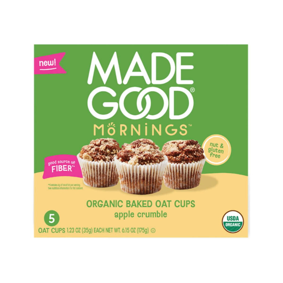 Made Good Mornings Organic Baked Oat Cups, Apple Crumble (5 Count)