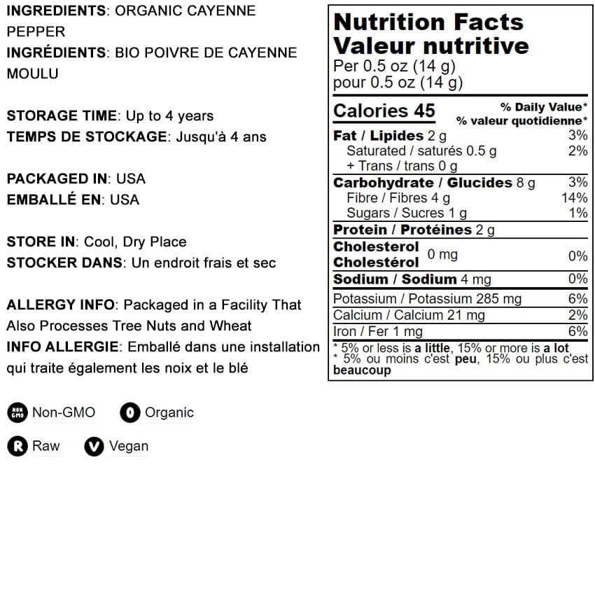 Food To Live Organic Ground Cayenne Pepper, 2 Ounces - 100% Pure, Natural And Non-Gmo Powder - Fiery Spice With Bold Flavor - Pe
