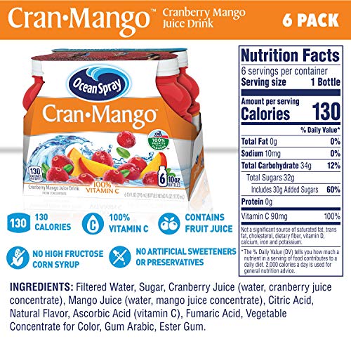 Ocean Spray Juice Drink, Cranberry Mango, 10 Fl Oz Bottles, 18 Pack