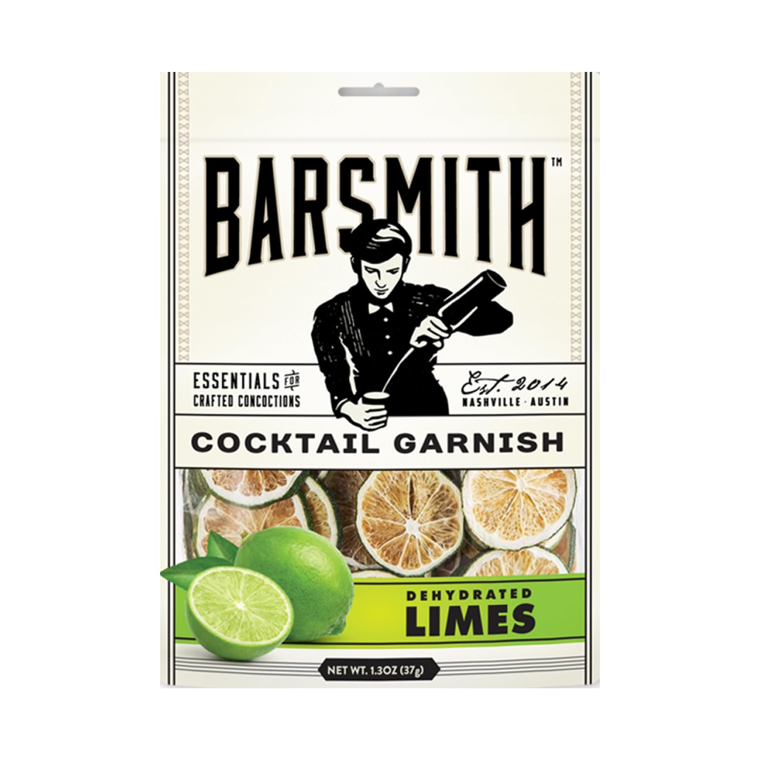 Barsmith Dehydrated Lime Slices (17.64oz) in Mylar Bag - Real Lime Garnish for Cocktails, Mocktails, Tea & Cooking - Tangy Citru