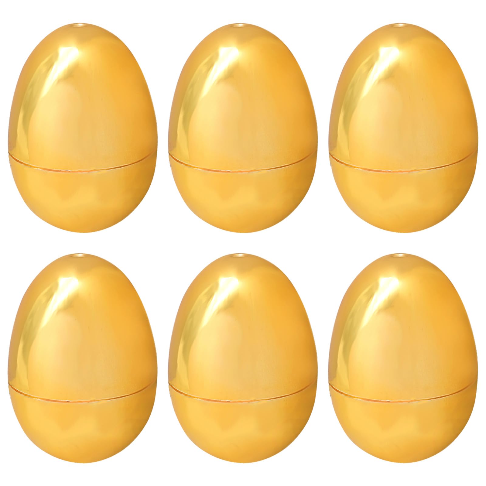 inheming 6 PCS Gold Easter Eggs, Empty Plastic Easter Eggs, Fillable Eggs for Candy, Chocolate, Money and Easter Stuff, Easter E