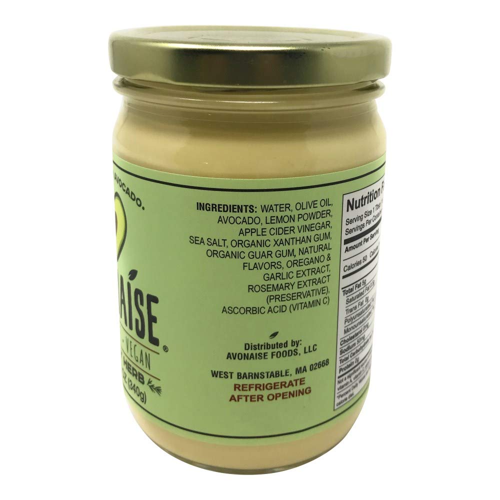 Avonaise Savory Herb Vegan Avocado Mayonnaise, 12 Oz