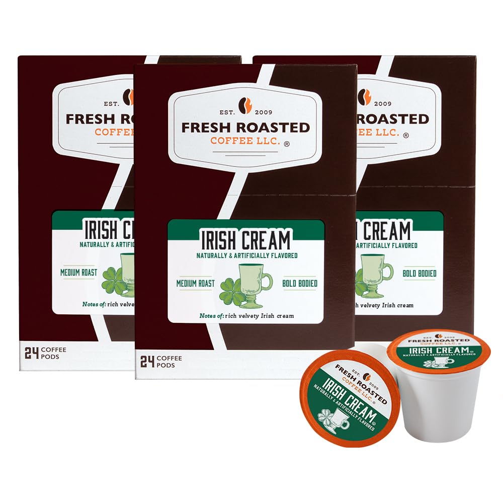 Fresh Roasted Coffee, Irish Cream, Flavored Coffee Pods, 72 Count